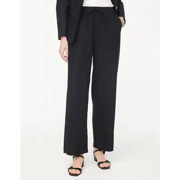 J Crew Linen Blend Slim Wide Leg Drawstring Pants US Women's 4 - Picture 1 of 6